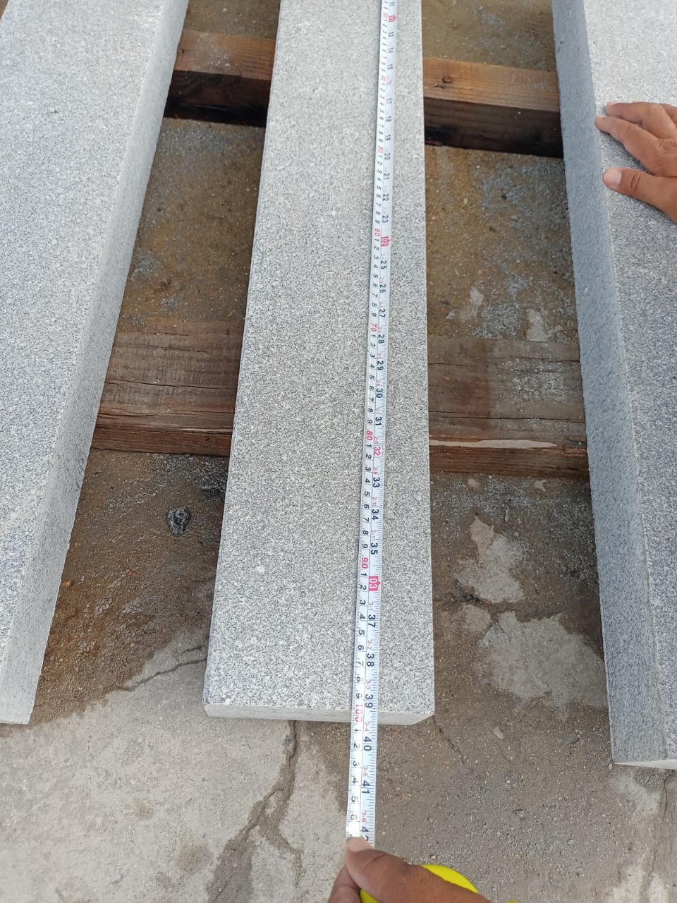 Length measurement of granite window sills