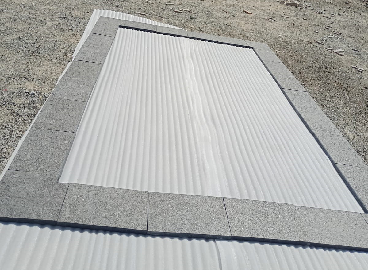 Ash black top flamed pool
