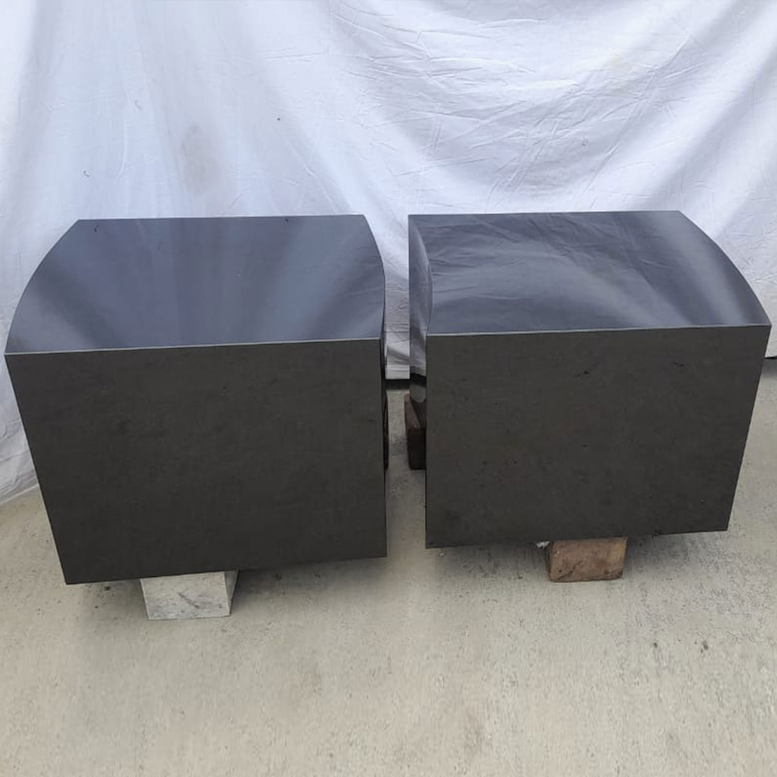 Absolute black granite cube inspection side view