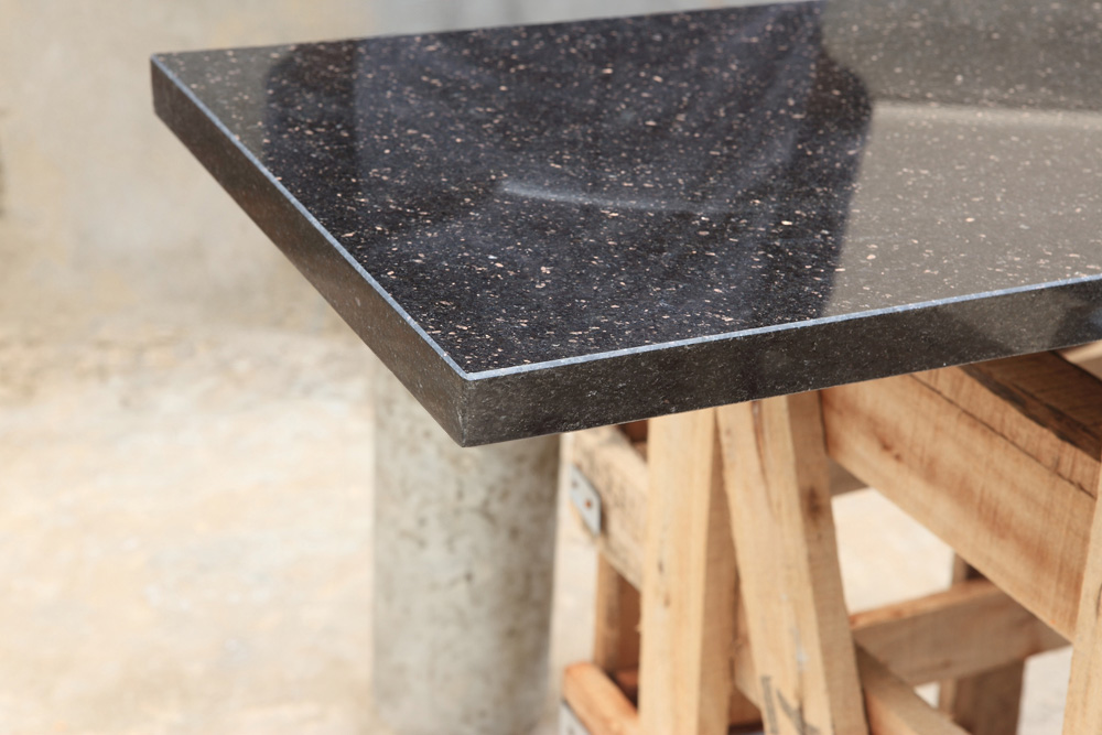 Black galaxy granite countertop edge