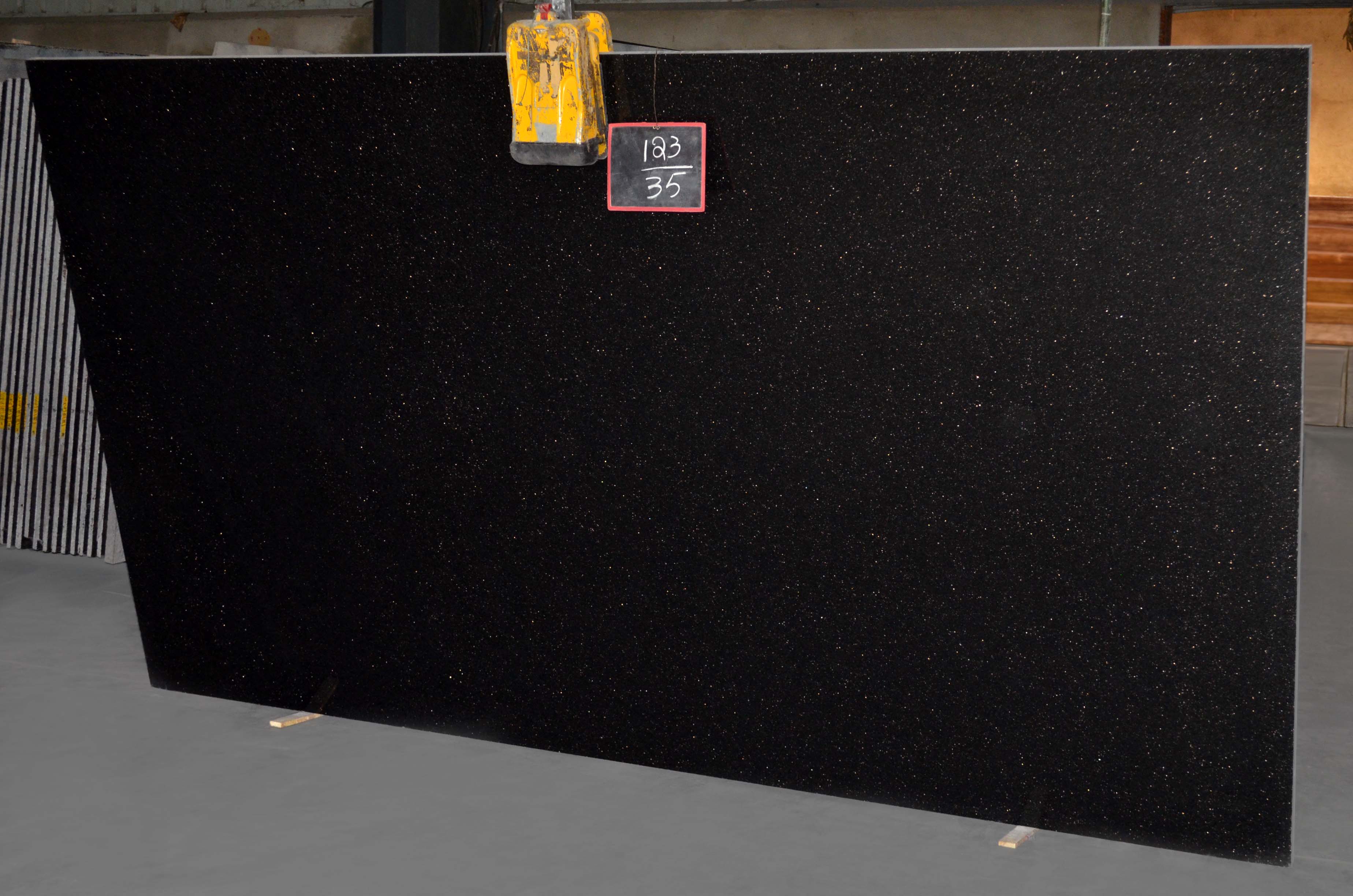 Black galaxy granite slab