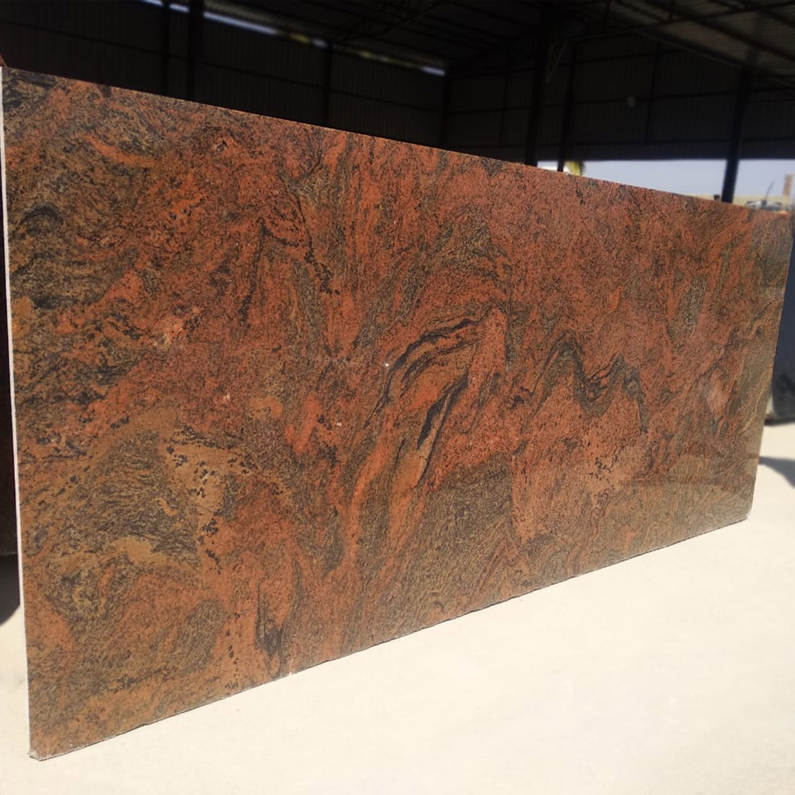 Red multicolor granite cutter slab
