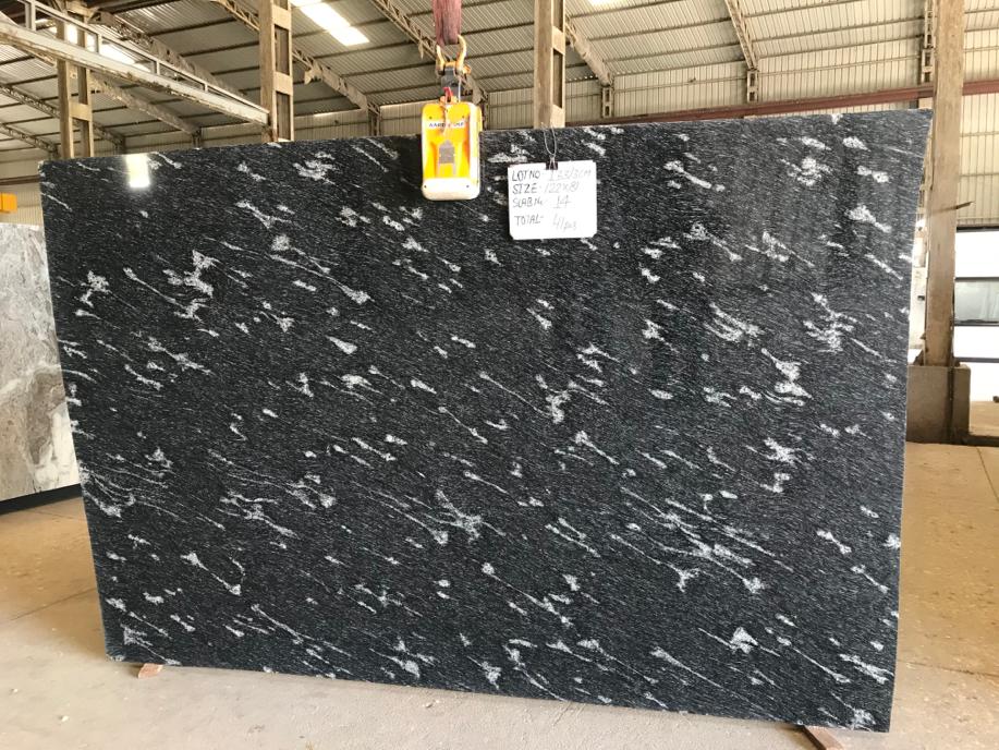 Fish black granite gangsaw slab