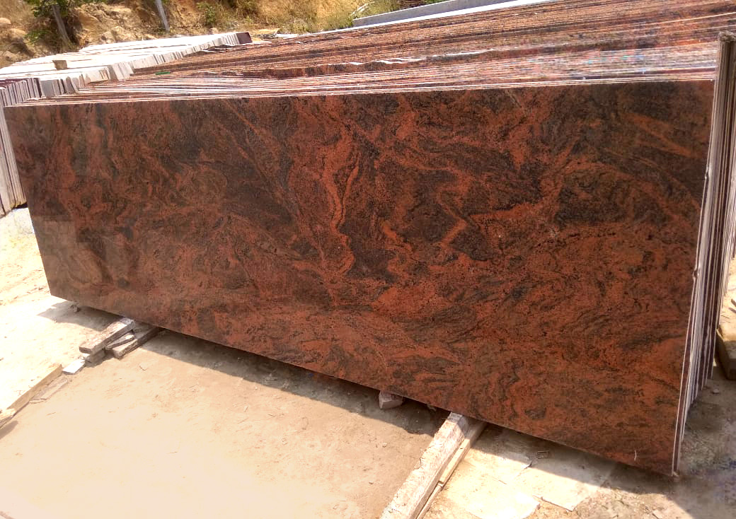 Red multicolor granite cutter slabs