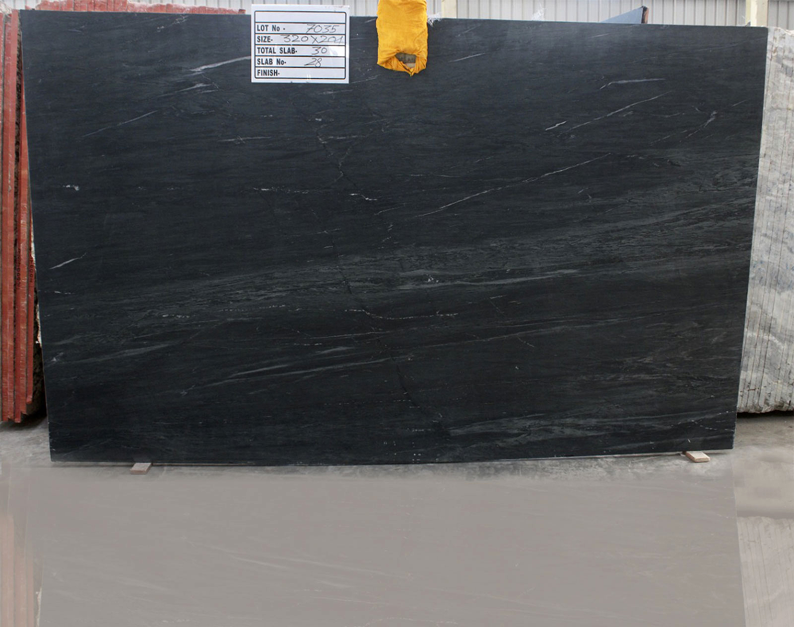 Black marine granite gangsaw slab