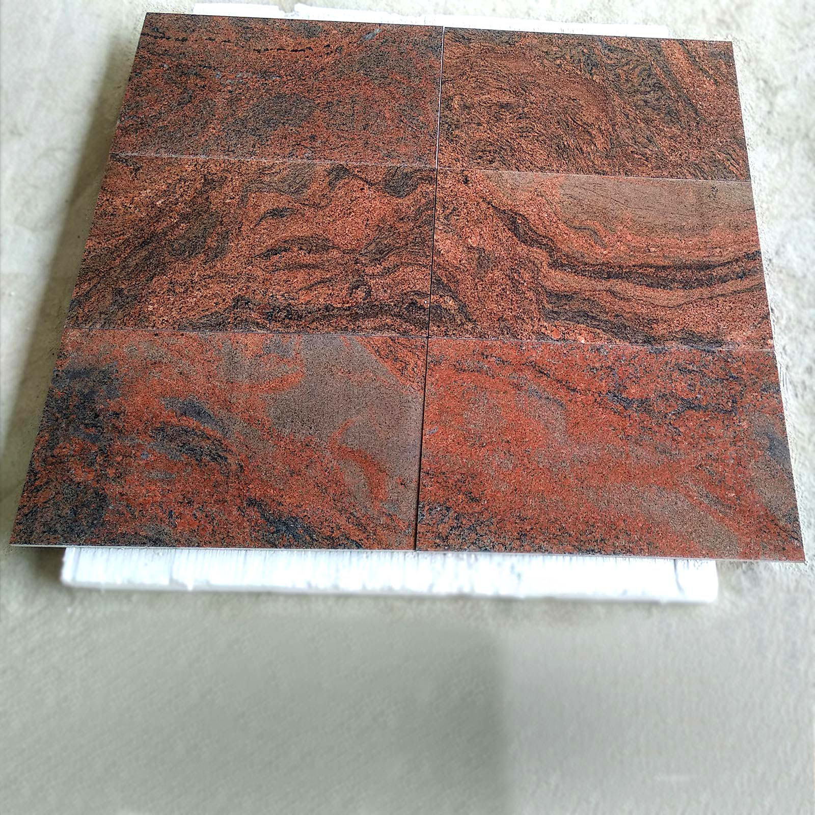 Red multicolor granite tiles