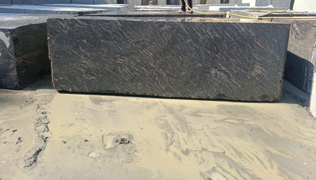 Silky brown granite rough block
