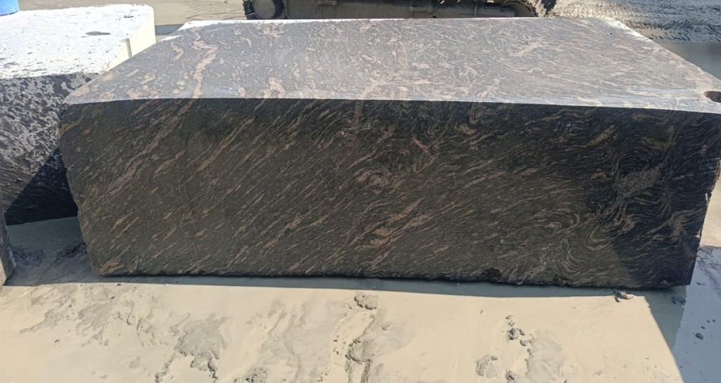 Silky brown granite rough block